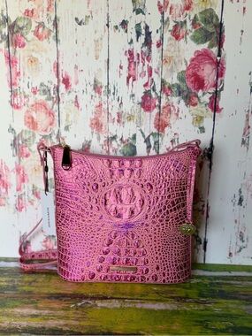 FIRM $ ~~~ NWT Brahmin Katie Empower Pink Crossbody HARD TO FIND Glitter Shimmer